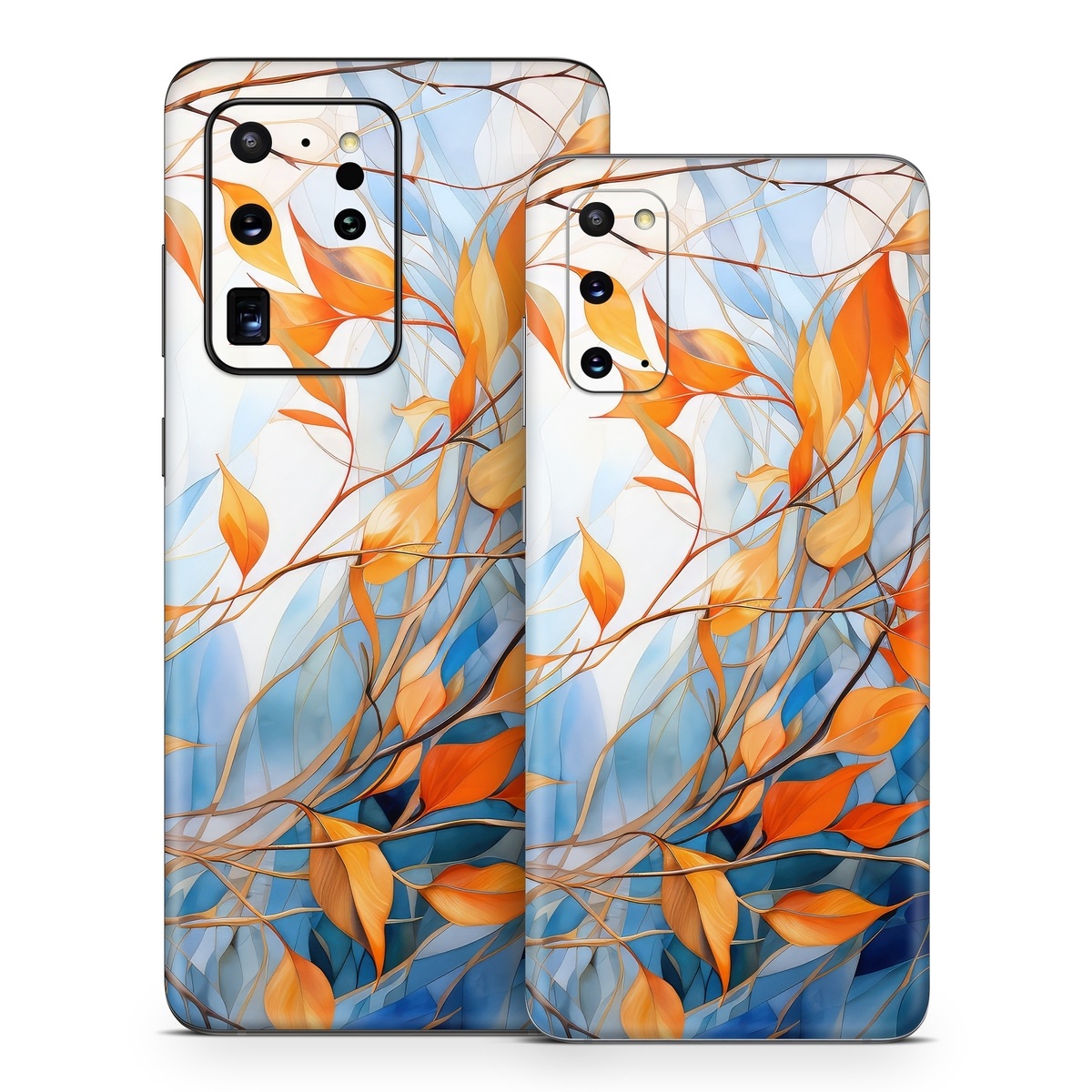 Samsung Galaxy S20 Series Skin design of Plant, Amber, Twig, Branch, Orange, Vegetation, Natural landscape, Tree, Woody plant, Deciduous, with yellow, orange, red, blue, white, purple colors