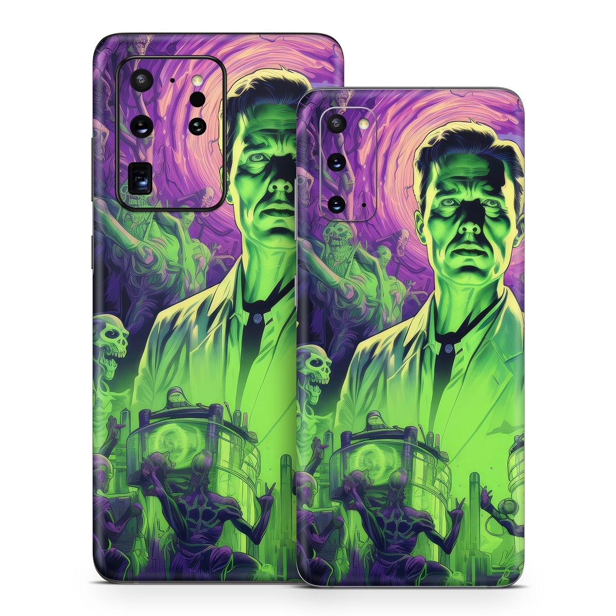 Samsung Galaxy S20 Series Skin design of Art, Cool, Fictional character, Illustration, Painting, Electric blue, Visual arts, Artist, Event, Drawing, with black, green, purple colors