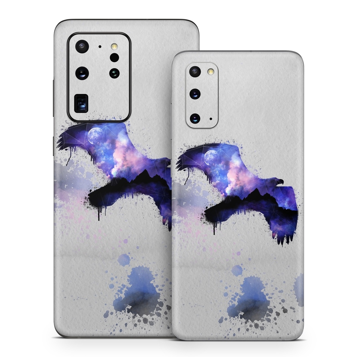 Samsung Galaxy S20 Series Skin design of Blue, Watercolor paint, Purple, Water, Graphic design, Illustration, Art, Ink, Painting, Electric blue, with gray, white, blue, black, purple colors