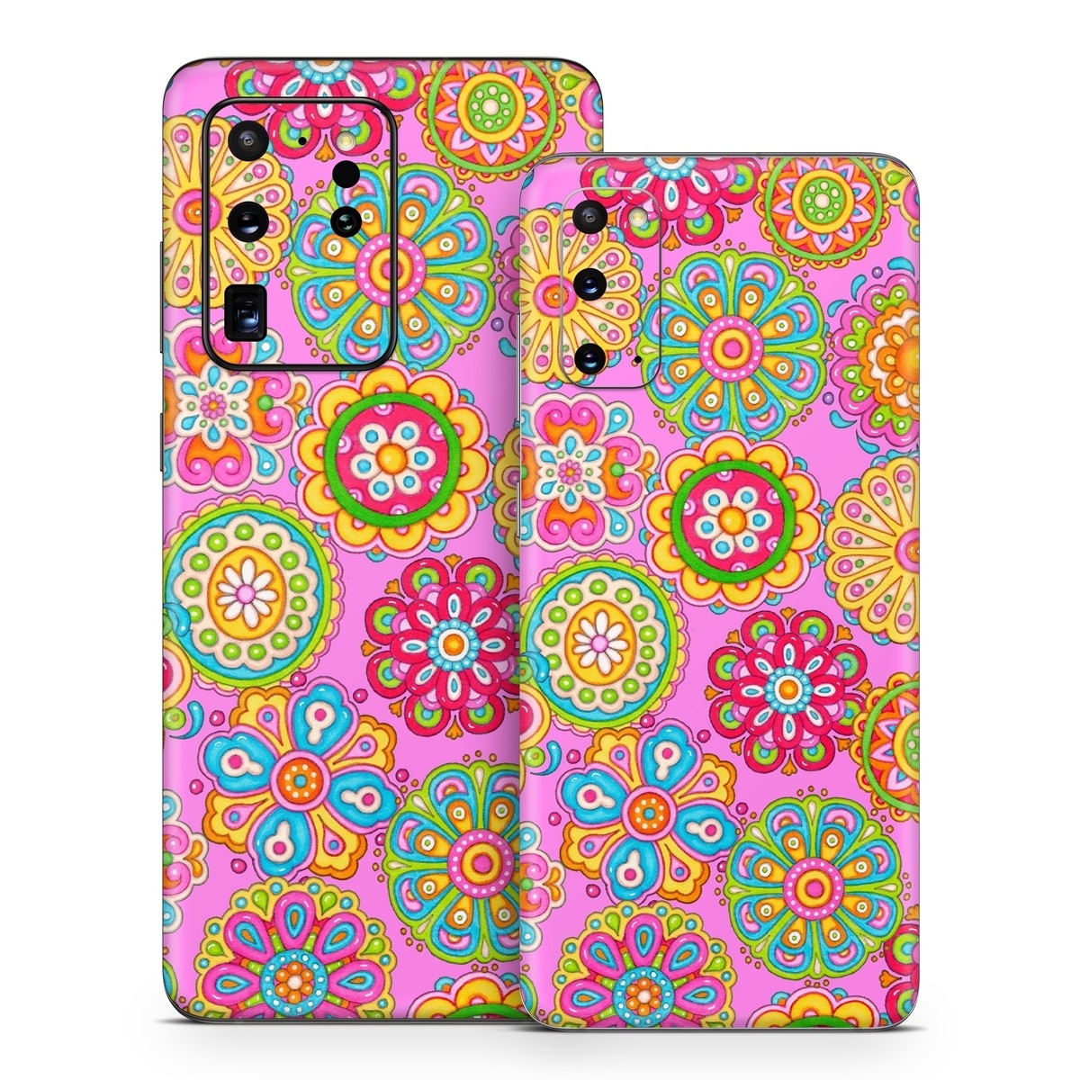 Samsung Galaxy S20 Series Skin design of Pattern, Design, Textile, Visual arts, Wrapping paper, Motif, Pedicel, with pink, red, orange, yellow, green, blue, purple colors