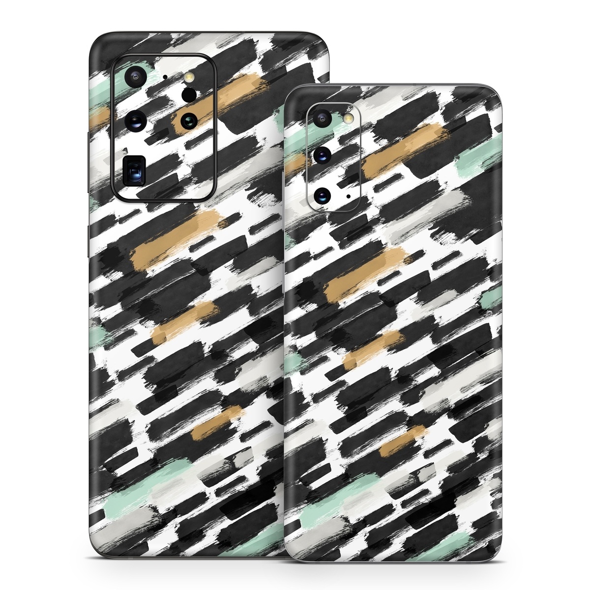Samsung Galaxy S20 Series Skin design of Pattern, Line, Design, Material property, Rectangle, with black, white, orange, blue, yellow colors