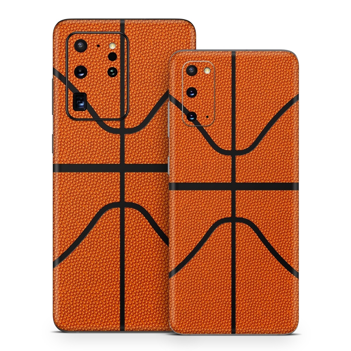 Samsung Galaxy S20 Series Skin design of Orange, Basketball, Line, Pattern, Sport venue, Brown, Yellow, Design, Net, Team sport, with orange, black colors