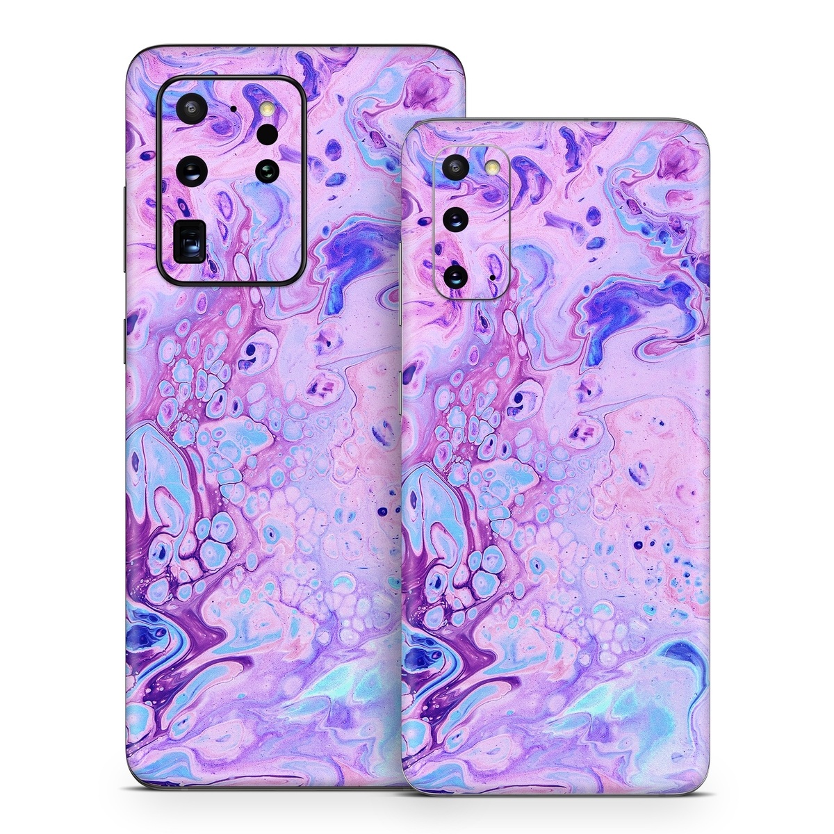 Samsung Galaxy S20 Series Skin design of Purple, Violet, Lilac, Art, Pattern, Modern art, Painting, Visual arts, Acrylic paint, Magenta, with pink, purple, blue colors