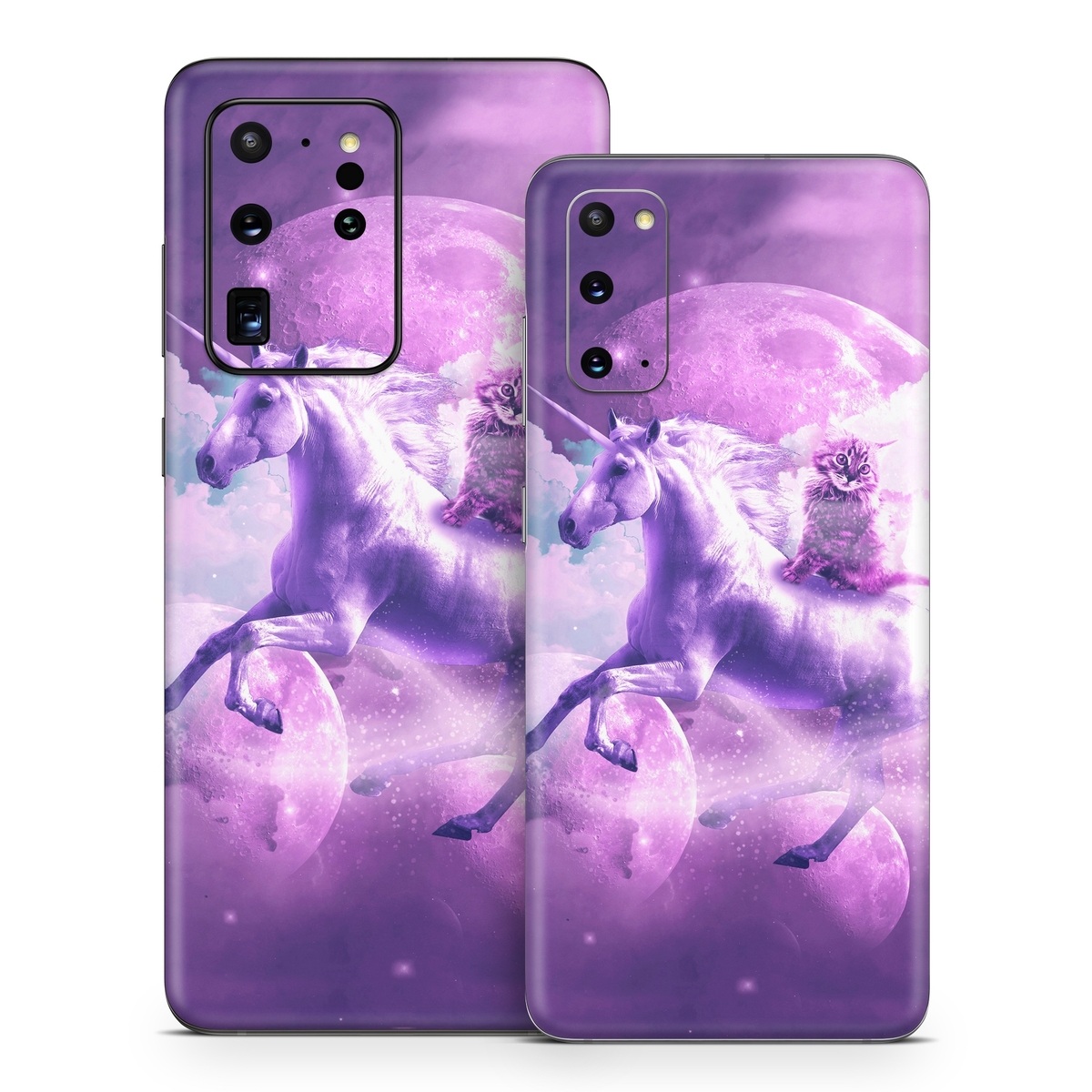 Samsung Galaxy S20 Series Skin design of Unicorn, Purple, Fictional character, Mythical creature, Violet, Cg artwork, Illustration, Mythology, with white, purple, blue, gray, black colors
