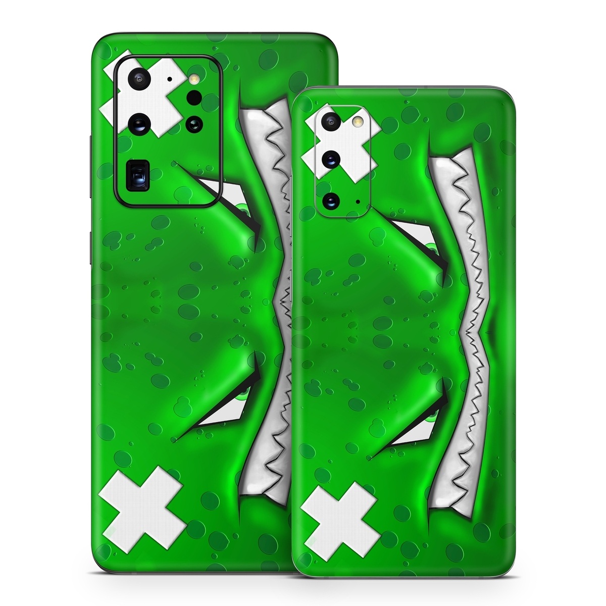 Samsung Galaxy S20 Series Skin design of Green, Font, Animation, Logo, Graphics, Games, with green, white colors