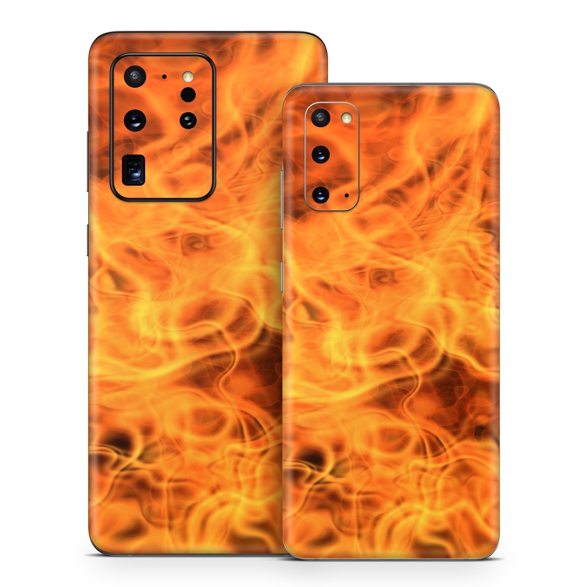 Samsung Galaxy S20 Series Skin design of Flame, Fire, Heat, Orange, with red, orange, black colors