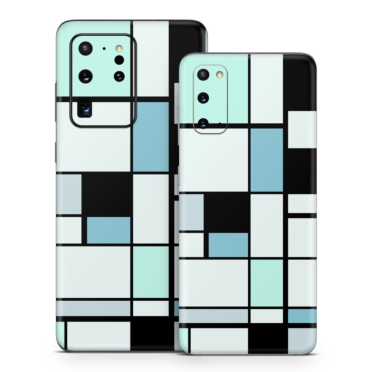 Samsung Galaxy S20 Series Skin design of Blue, Line, Turquoise, Pattern, Rectangle, Design, Parallel, Square, Symmetry, Tints and shades, with black, blue, green colors