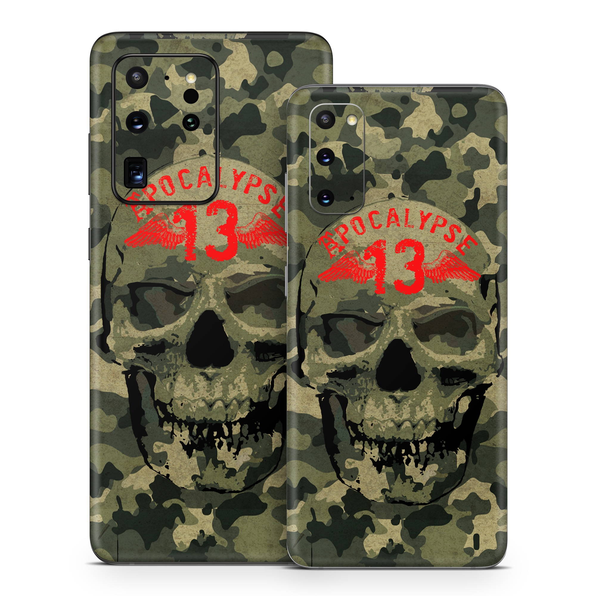 Samsung Galaxy S20 Series Skin design of Bone, Jaw, Art, Font, Skull, Snout, Visual arts, Pattern, Graphics, Graphic design, with black, green, red colors