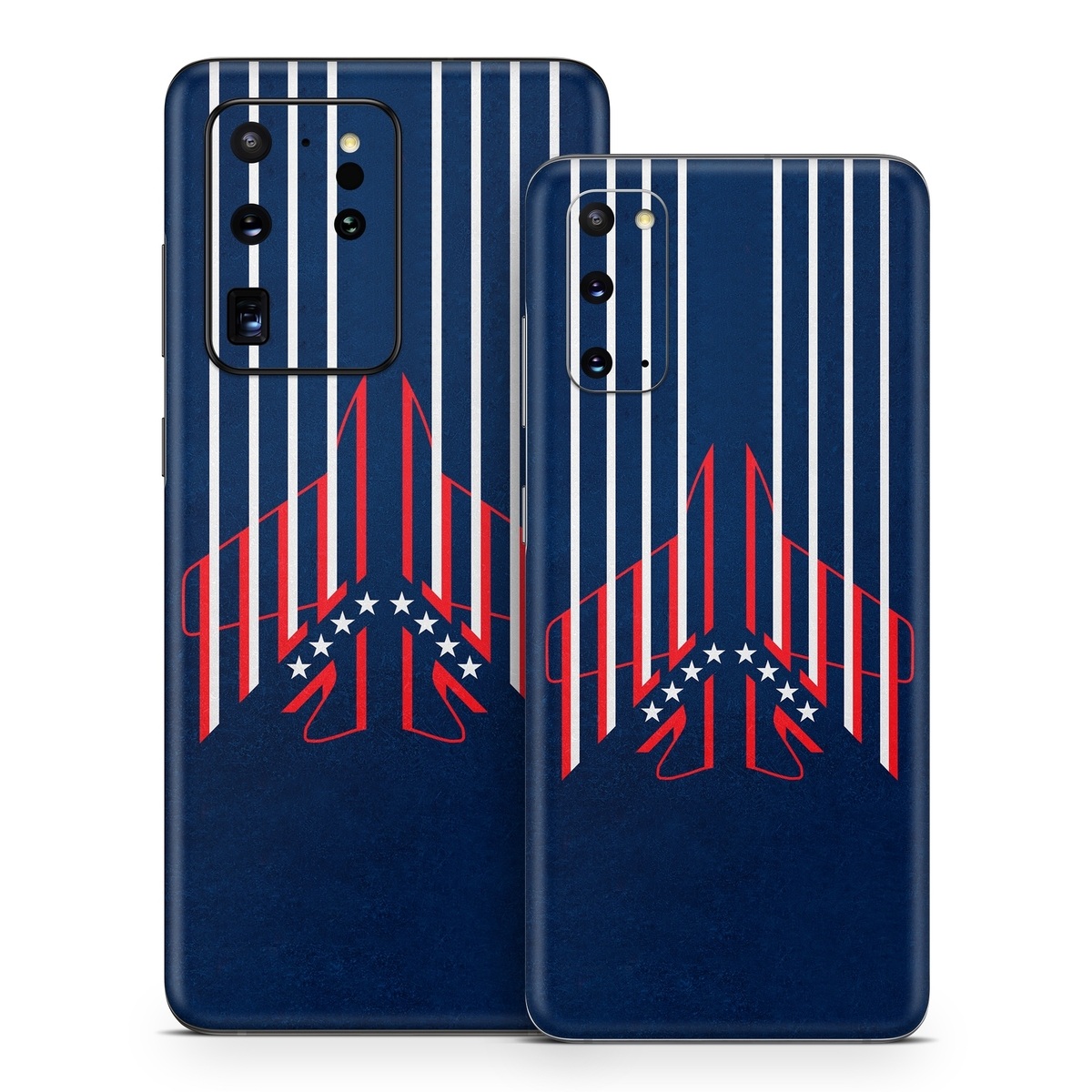 Samsung Galaxy S20 Series Skin design of Sleeve, Font, Motor vehicle, T-shirt, Emblem, Poster, Electric blue, Symmetry, Symbol, Pattern, with blue, red, white colors