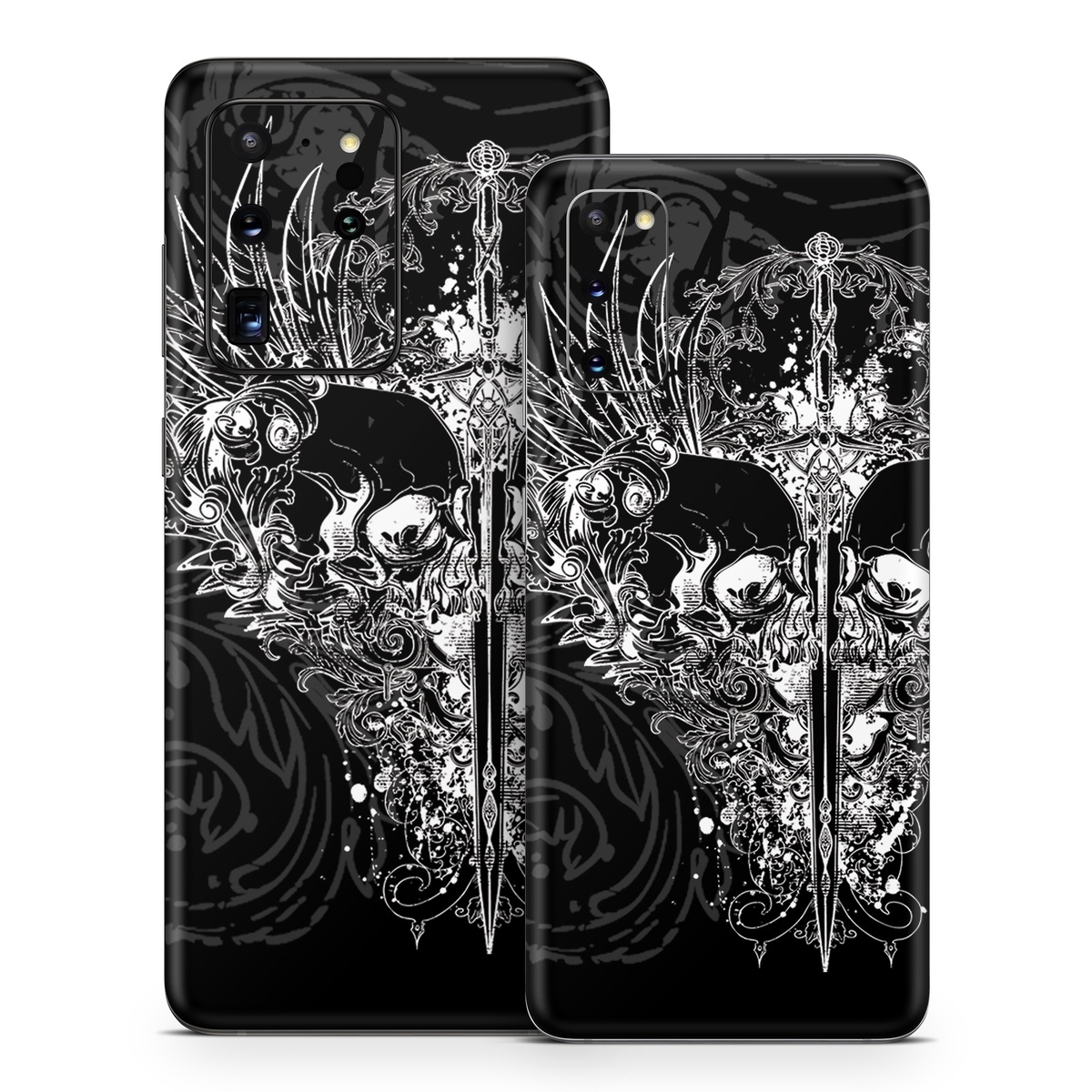 Samsung Galaxy S20 Series Skin design of Illustration, Art, Design, Monochrome, Graphic design, Pattern, Fictional character, Skull, Black-and-white, Graphics, with black, gray colors