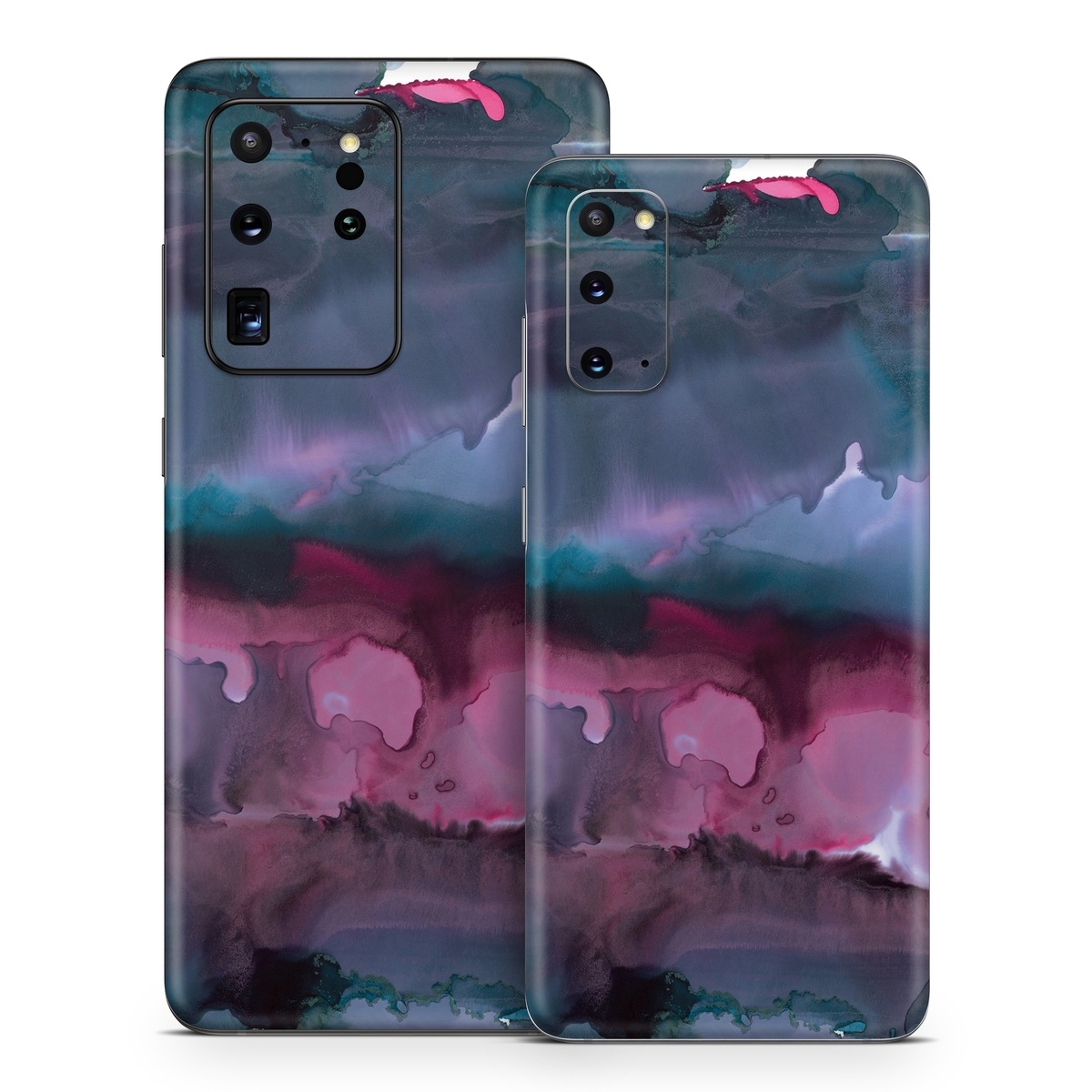 Samsung Galaxy S20 Series Skin design of Watercolor paint, Purple, Painting, Ice, Magenta, Sky, Art, Cloud, Paint, Modern art, with black, white, purple, blue, red colors