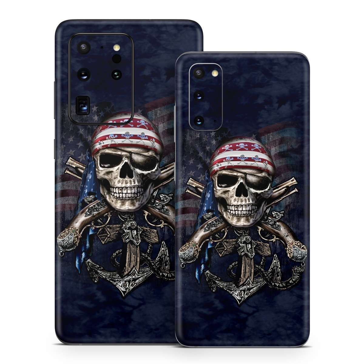 Samsung Galaxy S20 Series Skin design of Skull, Bone, Skeleton, Illustration, Outerwear, T-shirt, Flag, Art, with black, gray, red colors