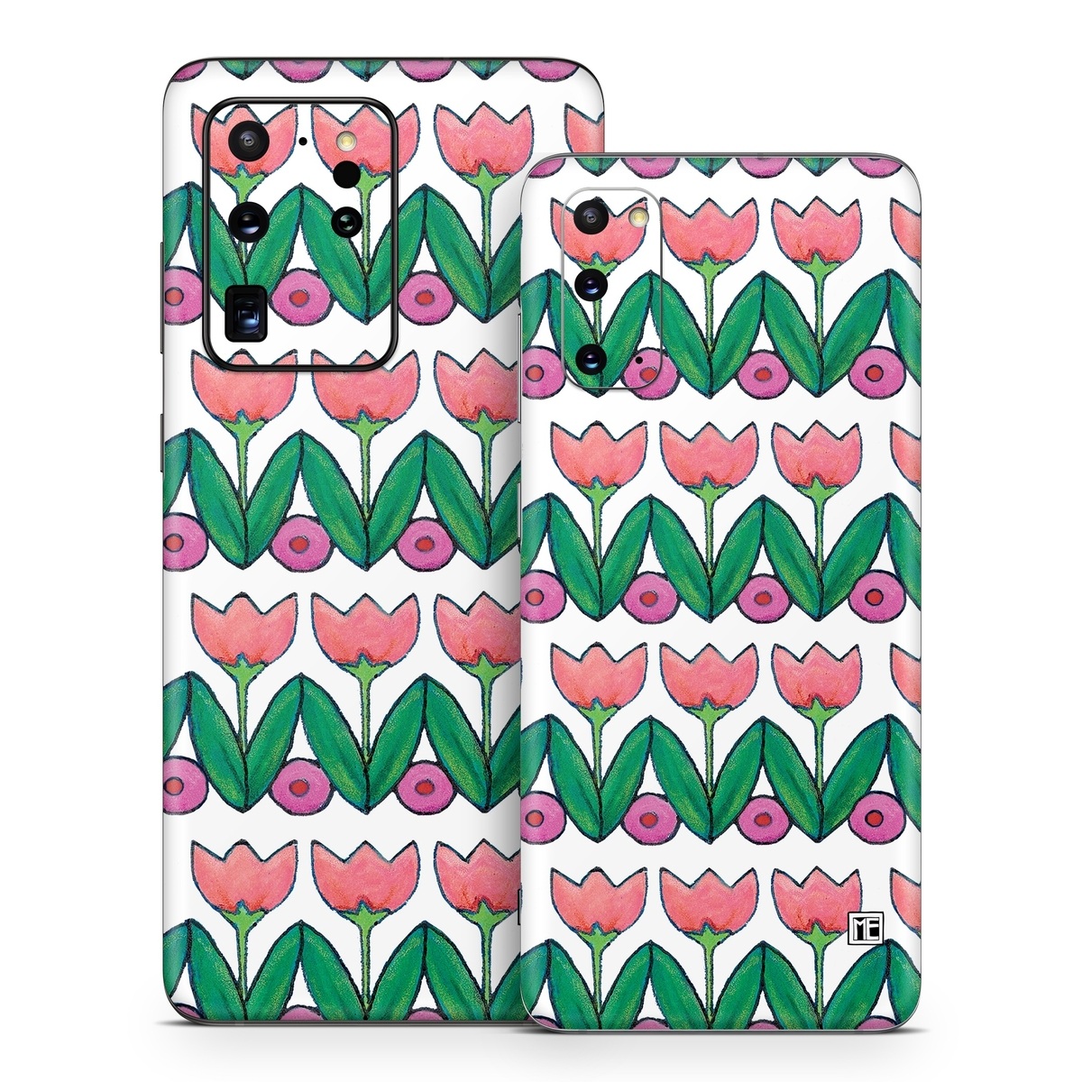 Samsung Galaxy S20 Series Skin design of Green, Rectangle, Textile, Botany, Line, Symmetry, Art, Font, Pattern, Magenta, with white, green, pink, purple colors