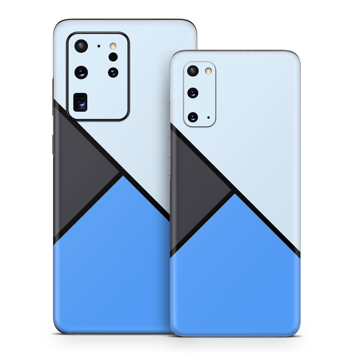 Samsung Galaxy S20 Series Skin design of Blue, Line, Cobalt blue, Triangle, Azure, Electric blue, Parallel, Symmetry, Font, with blue, gray, black colors