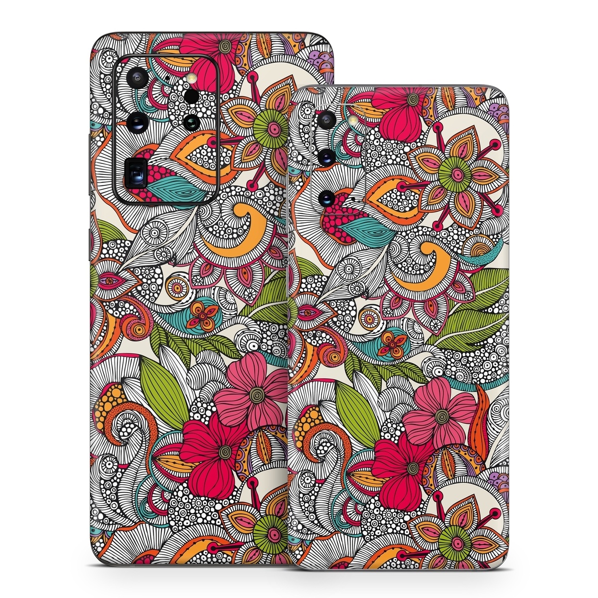 Samsung Galaxy S20 Series Skin design of Pattern, Drawing, Visual arts, Art, Design, Doodle, Floral design, Motif, Illustration, Textile, with gray, red, black, green, purple, blue colors