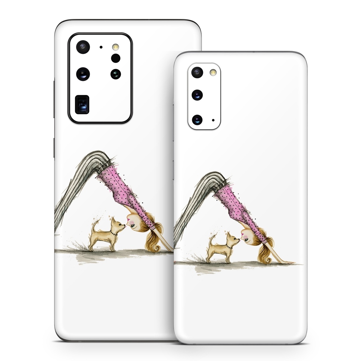 Samsung Galaxy S20 Series Skin design of Drawing, Illustration, with white, pink, black, white, brown, yellow colors