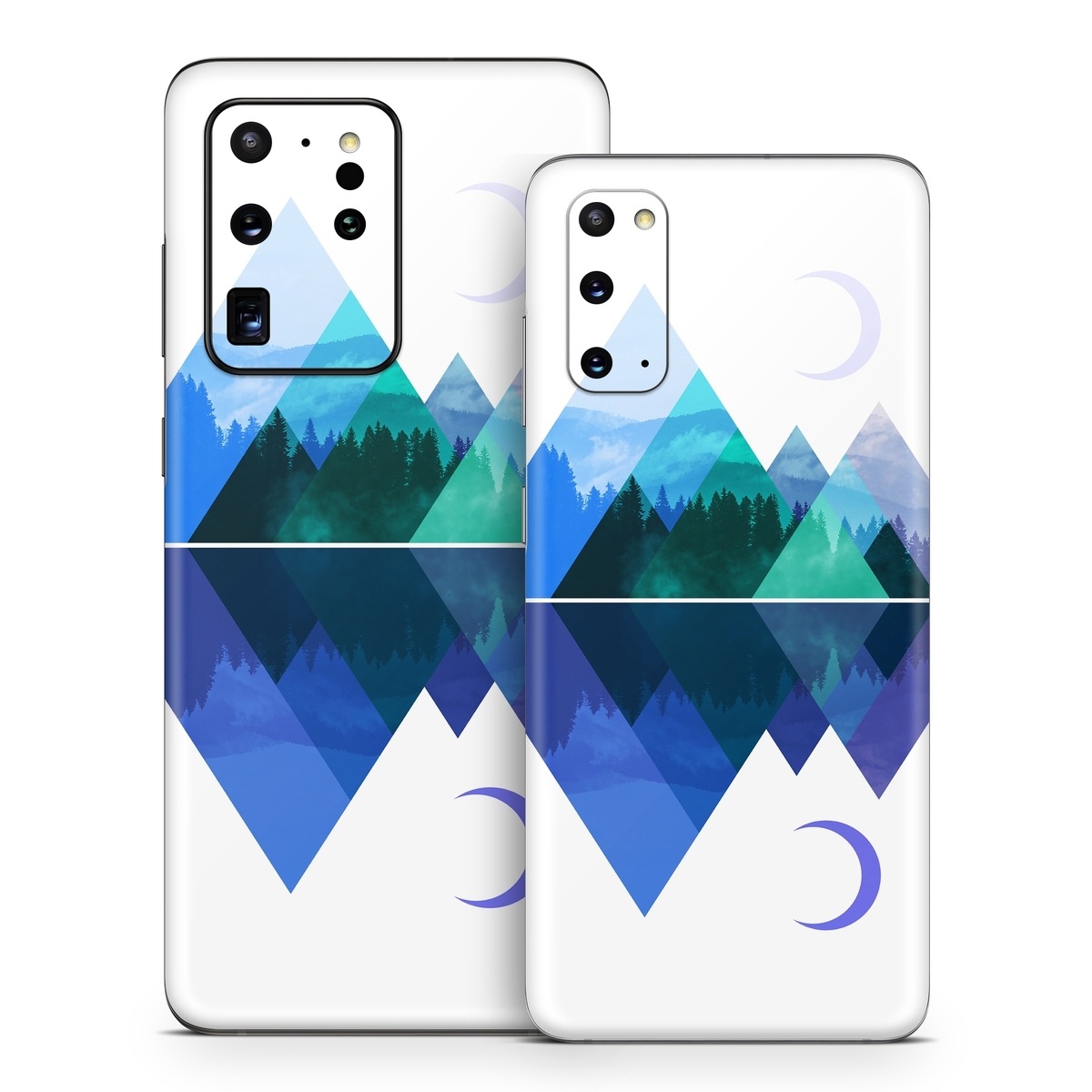 Samsung Galaxy S20 Series Skin design of Blue, Cobalt blue, Azure, Pattern, Logo, Design, Electric blue, Graphics, Illustration, Triangle, with white, blue, purple, green colors