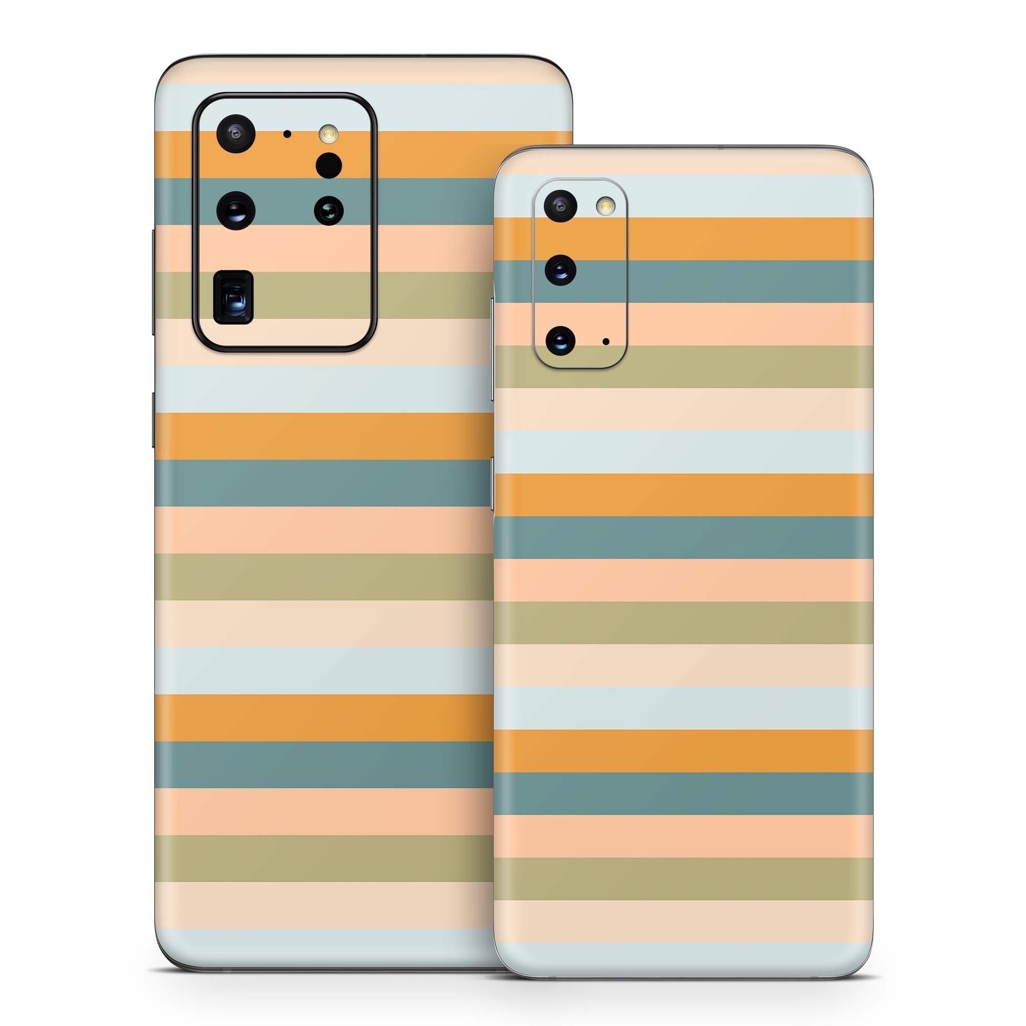 Samsung Galaxy S20 Series Skin design of Azure, Rectangle, Orange, Material property, Tints and shades, Pattern, Parallel, Electric blue, Magenta, Peach, with orange, blue, green colors