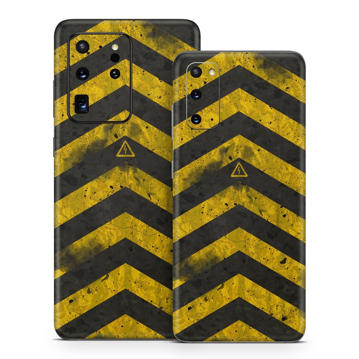Samsung Galaxy S20 Series Skin design of Colorfulness, Road surface, Yellow, Rectangle, Asphalt, Font, Material property, Parallel, Tar, Tints and shades, with black, gray, yellow colors