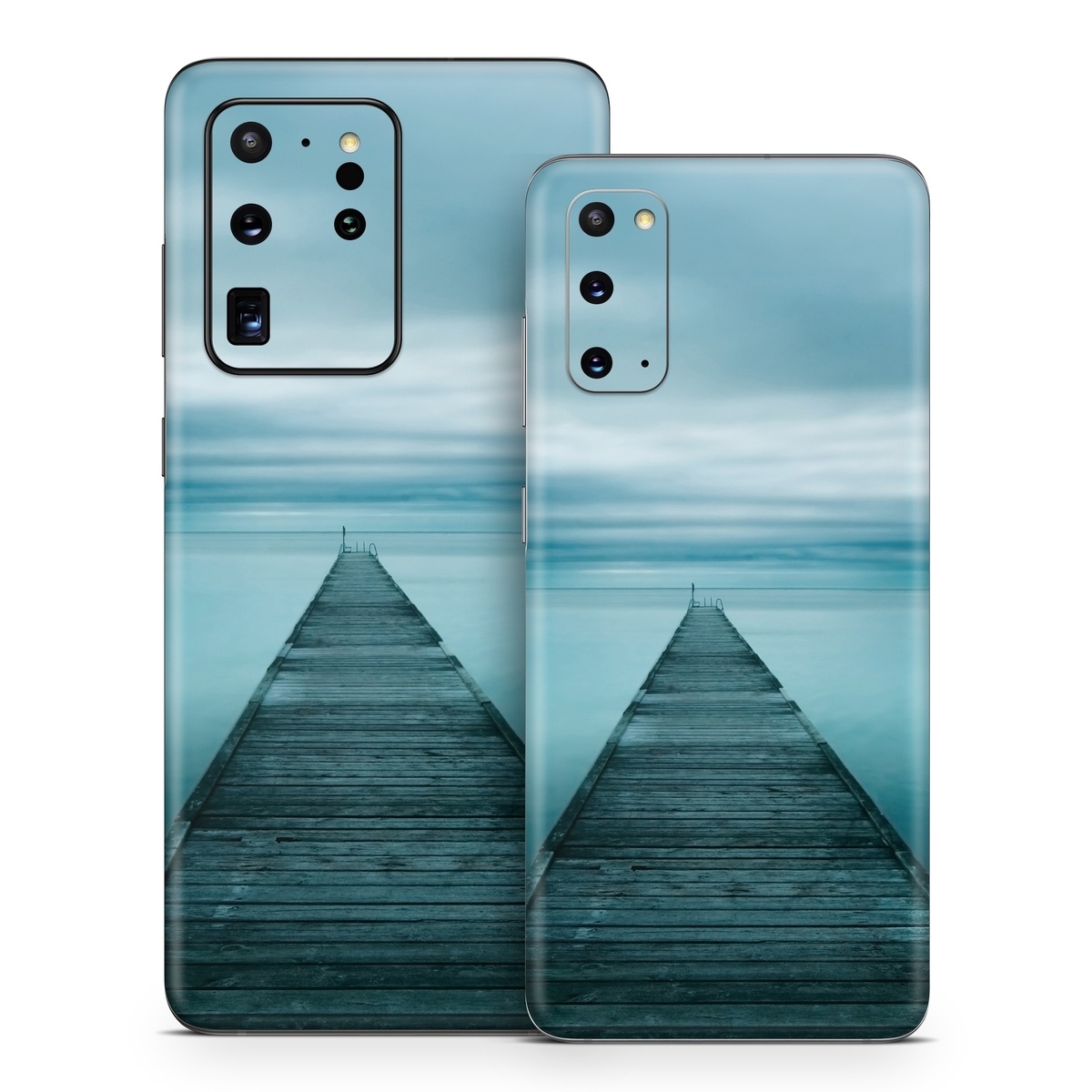 Samsung Galaxy S20 Series Skin design of Sea, Water, Horizon, Sky, Blue, Ocean, Daytime, Calm, Fixed link, Symmetry, with black, blue, gray colors