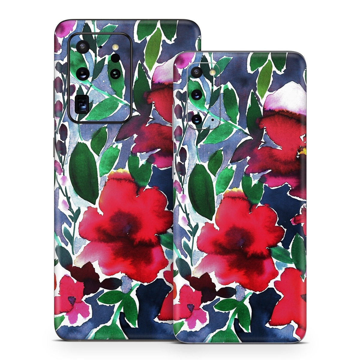 Samsung Galaxy S20 Series Skin design of Flower, Petal, Red, Plant, Pattern, Pink, Purple, Flowering plant, Botany, Design, with red, green, pink, blue colors