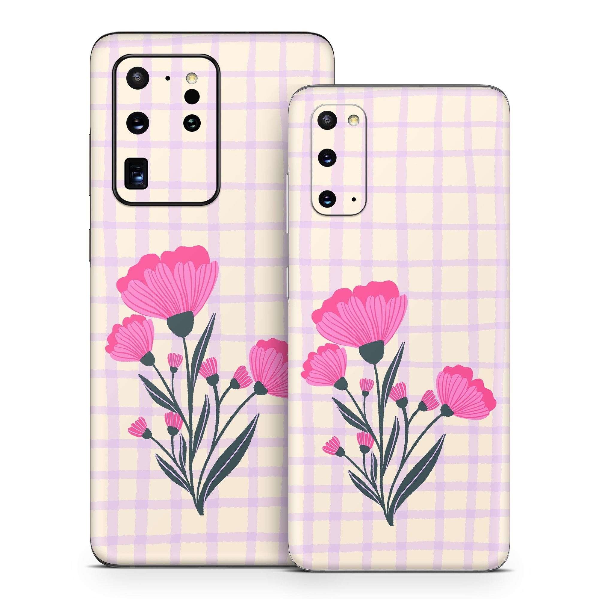 Samsung Galaxy S20 Series Skin design of Flower, Plant, Petal, Product, Dishware, Textile, Creative arts, Pink, Art, Magenta, with white, green, pink, purple colors