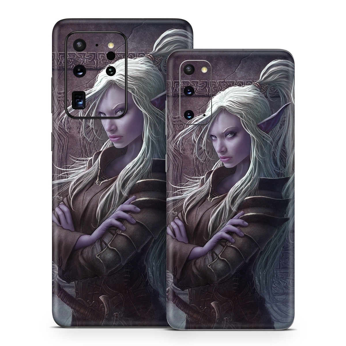 Samsung Galaxy S20 Series Skin design of Cg artwork, Beauty, Purple, Lady, Illustration, Fictional character, Long hair, Photography, Art, Portrait, with black, gray, purple colors
