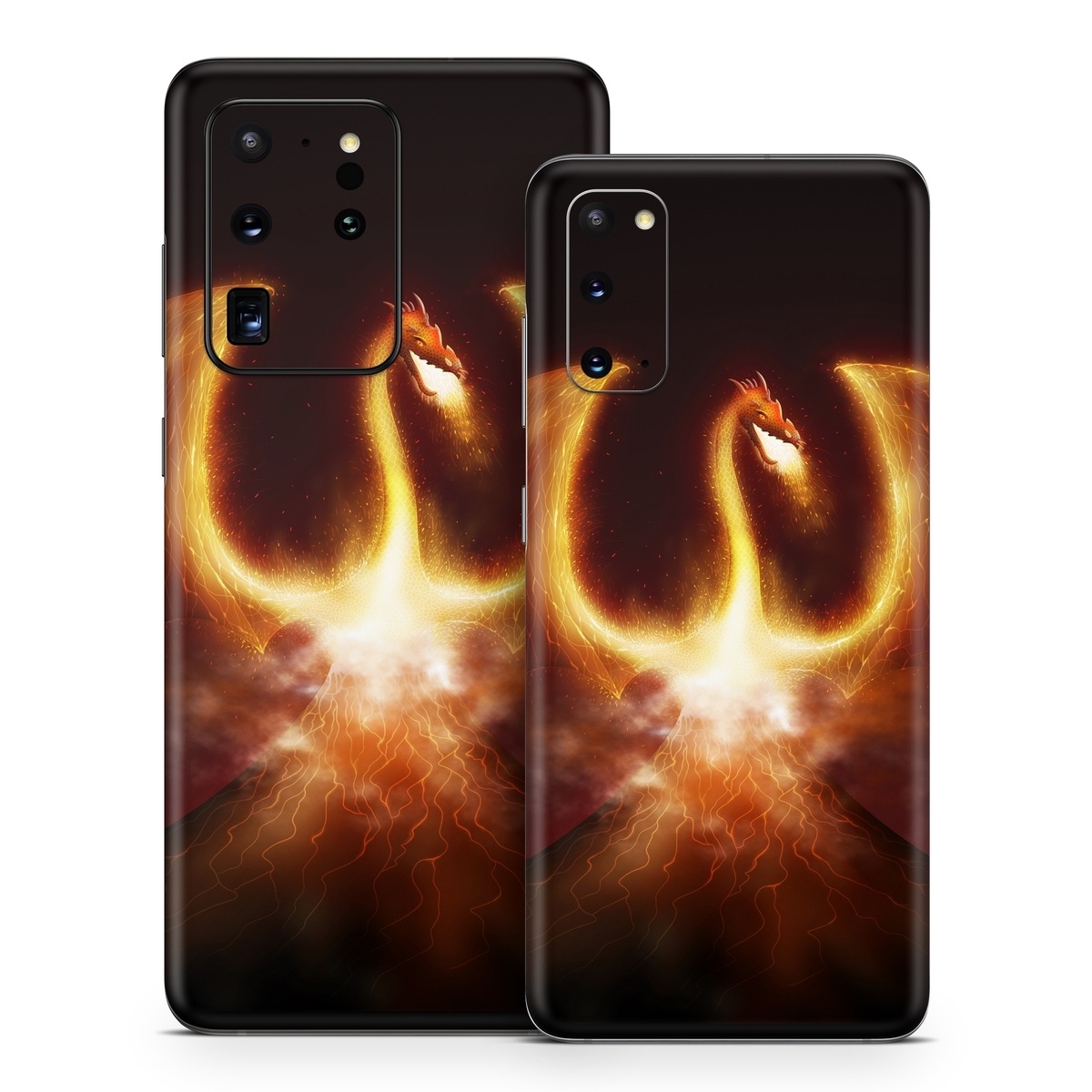 Samsung Galaxy S20 Series Skin design of Light, Atmosphere, Orange, Space, Heat, Sky, Darkness, Art, Geological phenomenon, Universe, with black, red, green, pink colors