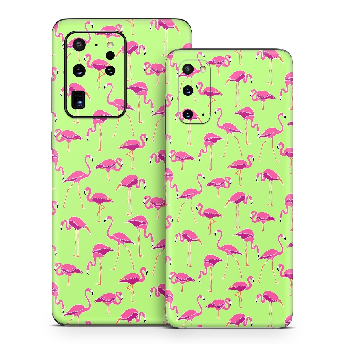Samsung Galaxy S20 Series Skin design of Pink, Green, Red, Pattern, Wrapping paper, Textile, Design, Flamingo, Line, with pink, green colors