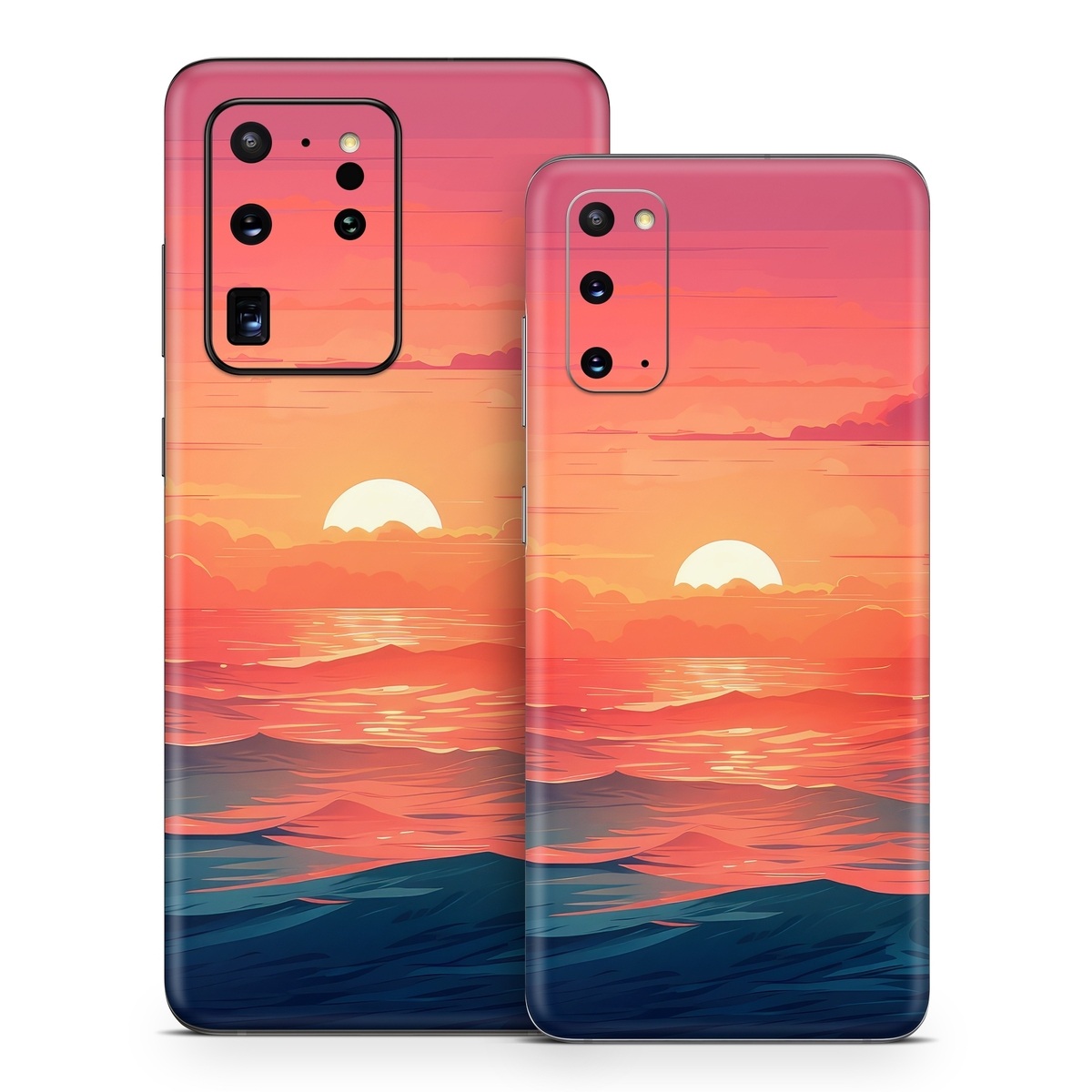 Samsung Galaxy S20 Series Skin design of Cloud, Sky, Atmosphere, Daytime, Afterglow, Ecoregion, Nature, Dusk, Water, Orange, with blue, red, yellow, orange, pink, black, purple colors