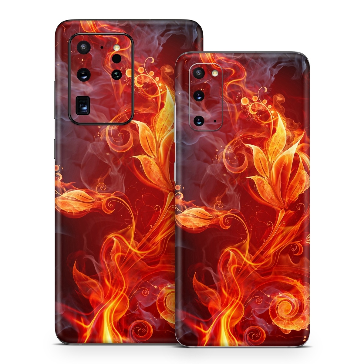 Samsung Galaxy S20 Series Skin design of Flame, Fire, Heat, Red, Orange, Fractal art, Graphic design, Geological phenomenon, Design, Organism, with black, red, orange colors