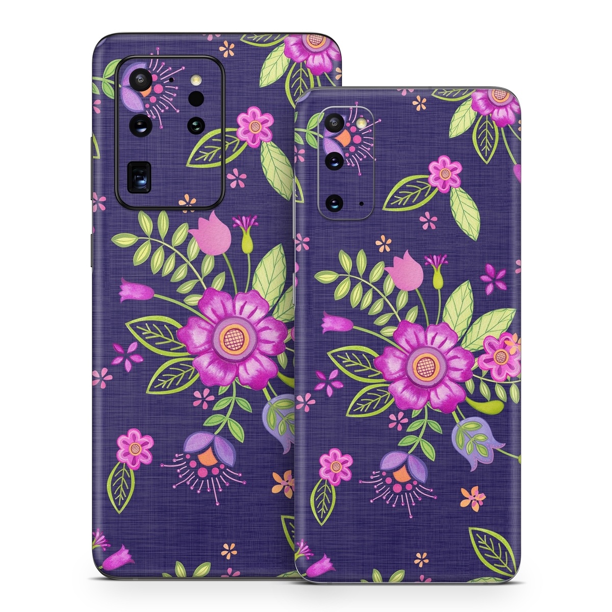 Samsung Galaxy S20 Series Skin design of Pink, Pattern, Magenta, Purple, Violet, Floral design, Lilac, Textile, Visual arts, Pedicel, with black, gray, purple, green, blue colors