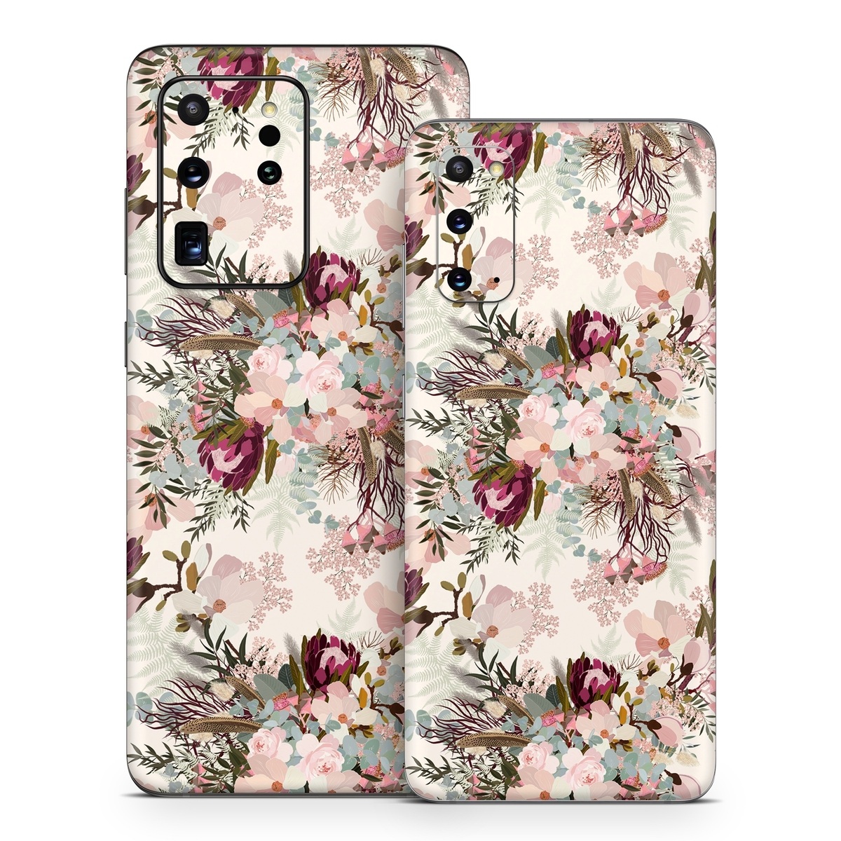 Samsung Galaxy S20 Series Skin design of Pink, Pattern, Lilac, Flower, Plant, Petal, Floral design, Textile, Design, Blossom, with white, red, pink, blue, brown colors