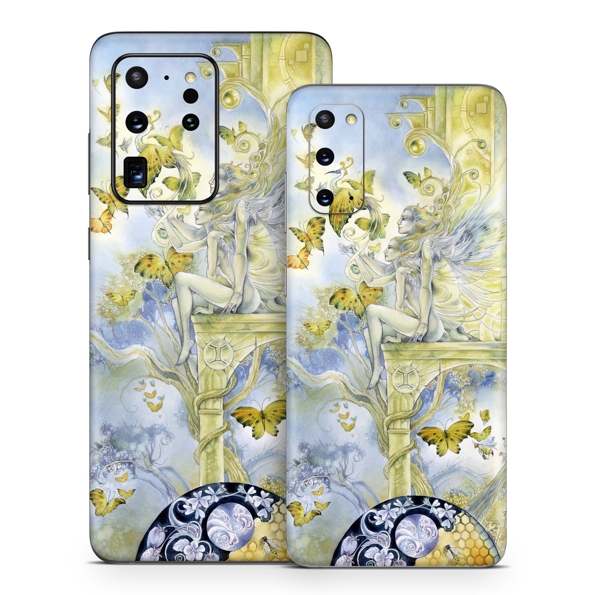 Samsung Galaxy S20 Series Skin design of Illustration, Watercolor paint, Art, Painting, Plant, with gray, green, yellow, purple, black colors