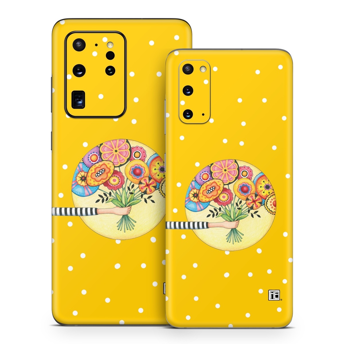 Samsung Galaxy S20 Series Skin design of Circle, Illustration, Clip art, Plant, with orange, yellow, pink, gray, green, black colors