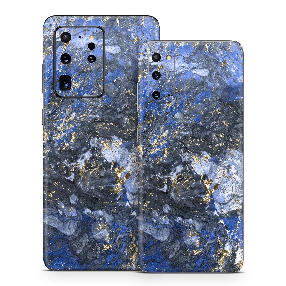 Samsung Galaxy S20 Series Skin design of Blue, Water, Cobalt blue, Rock, Painting, Geology, Electric blue, Mineral, Pattern, Acrylic paint, with black, blue, yellow, white, gray colors