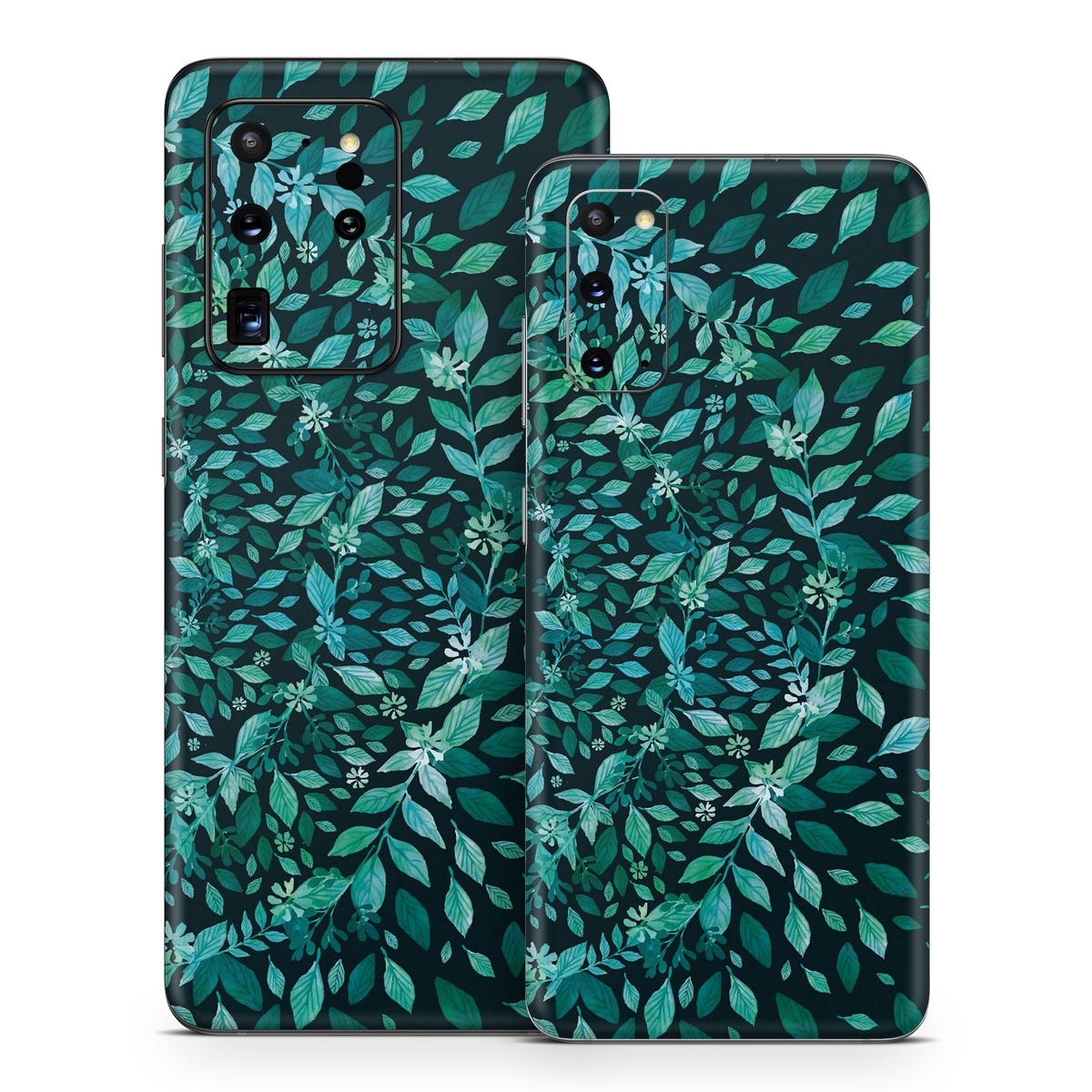 Samsung Galaxy S20 Series Skin design of Green, Aqua, Organism, Turquoise, Natural environment, Teal, Marine biology, Water, Leaf, Plant, with black, green, white colors