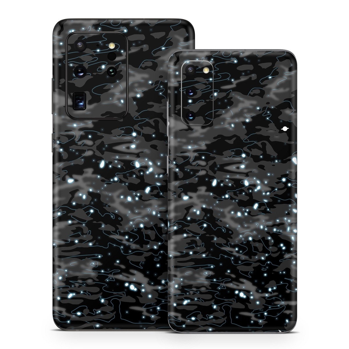 Samsung Galaxy S20 Series Skin design of Black, Water, Space, Black-and-white, Granite, with blue, white, gray, blue colors