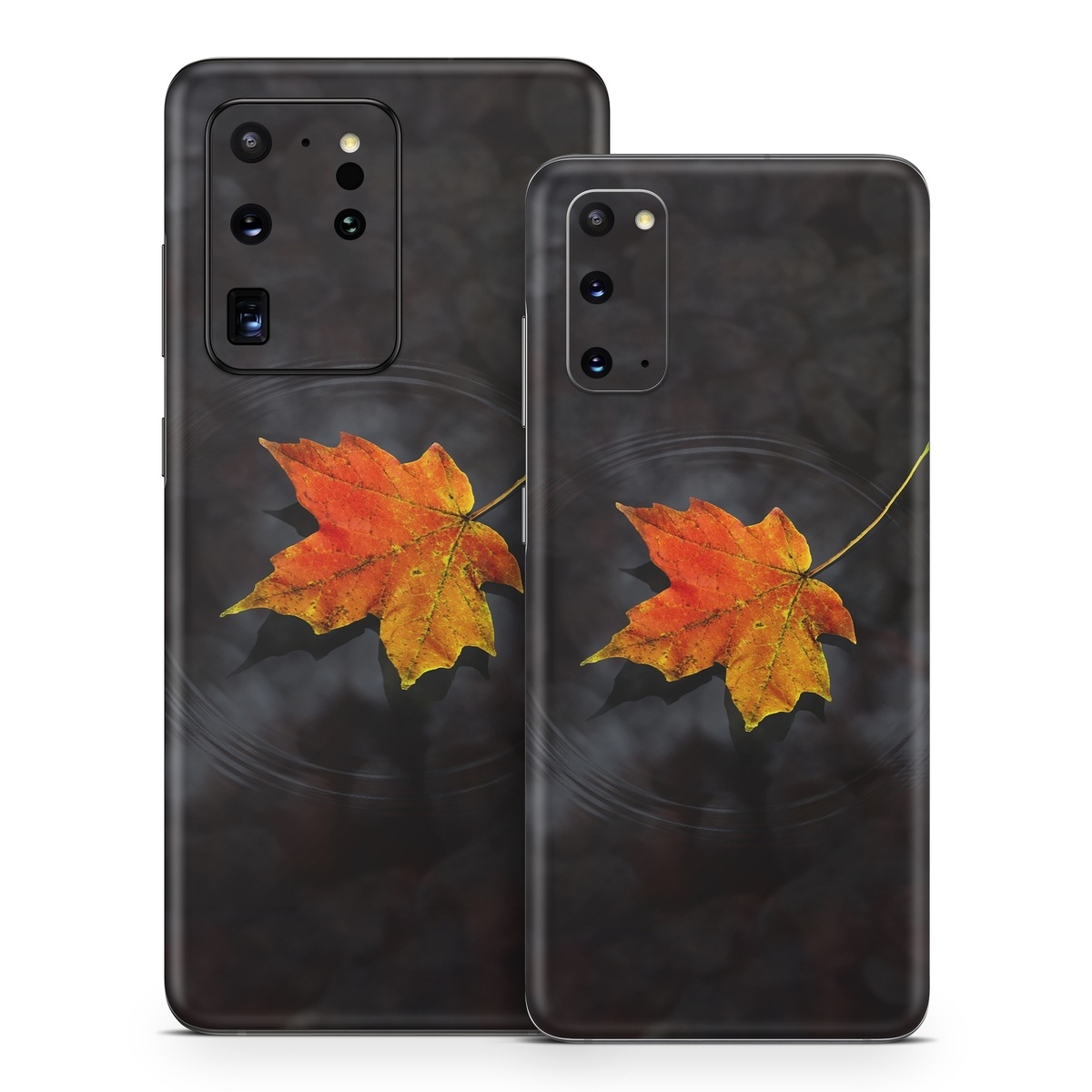 Samsung Galaxy S20 Series Skin design of Leaf, Maple leaf, Tree, Black maple, Sky, Yellow, Deciduous, Orange, Autumn, Red, with black, red, green colors
