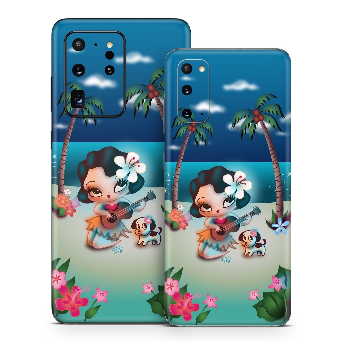 Samsung Galaxy S20 Series Skin design of Cartoon, Animated cartoon, Illustration, Animation, Fictional character, Plant, Art, Clip art, with blue, white, brown, pink, green, yellow, red colors