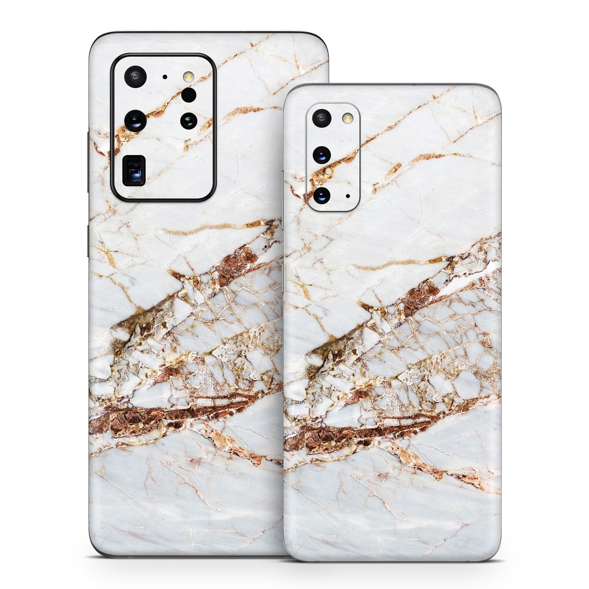 Samsung Galaxy S20 Series Skin design of White, Branch, Twig, Beige, Marble, Plant, Tile, with white, gray, yellow colors