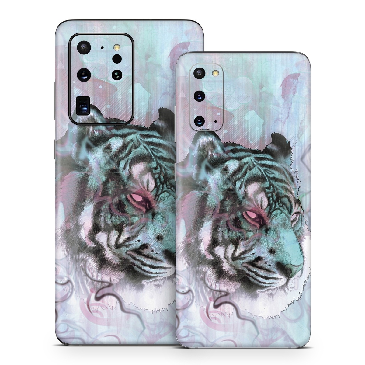 Samsung Galaxy S20 Series Skin design of Watercolor paint, Illustration, Art, Visual arts, Drawing, Graphic design, Pattern, Painting, Acrylic paint, Fictional character, with gray, purple, black colors