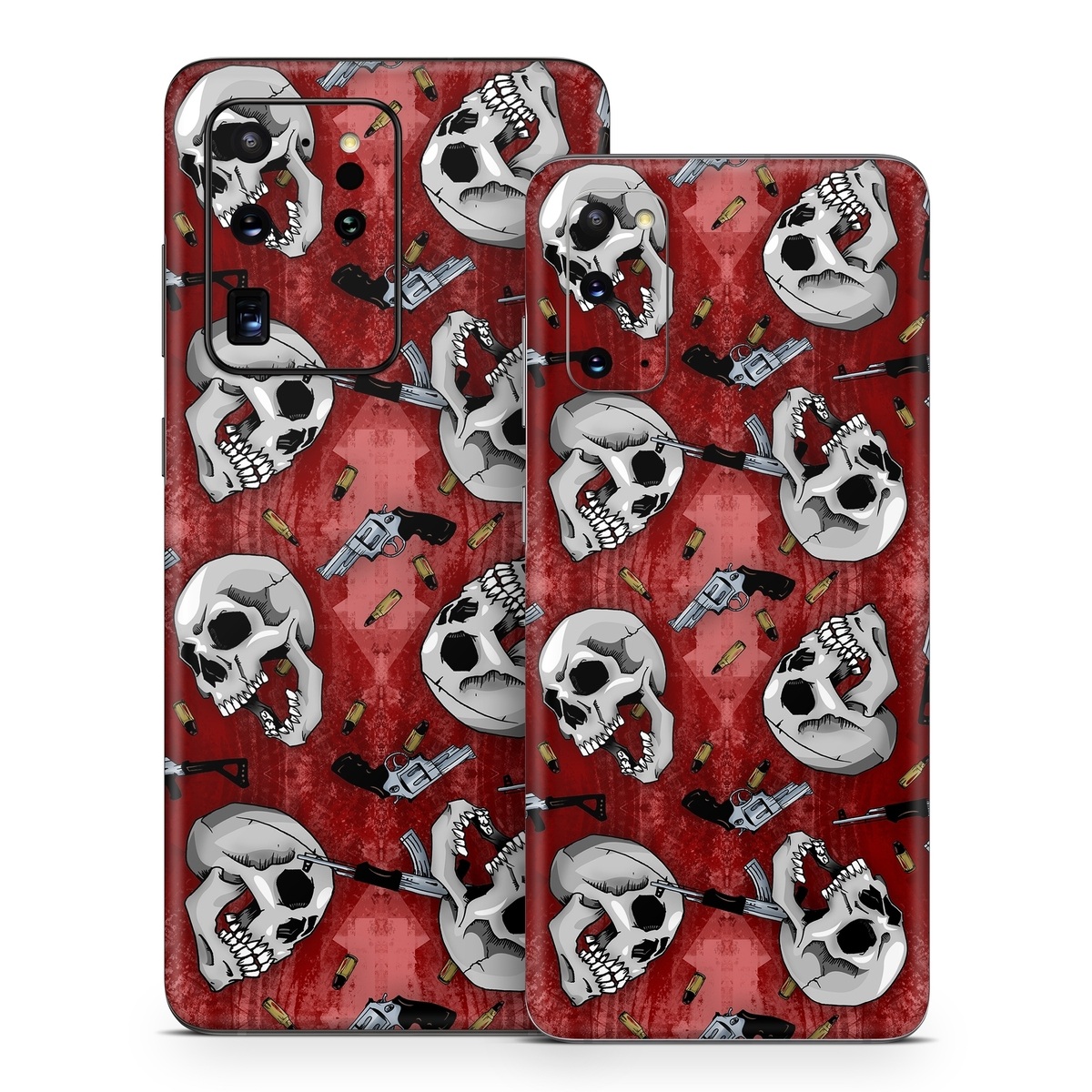 Samsung Galaxy S20 Series Skin design of Skull, Red, Bone, Personal protective equipment, Skeleton, Mask, Font, Sports gear, Headgear, Pattern, with black, red, gray colors