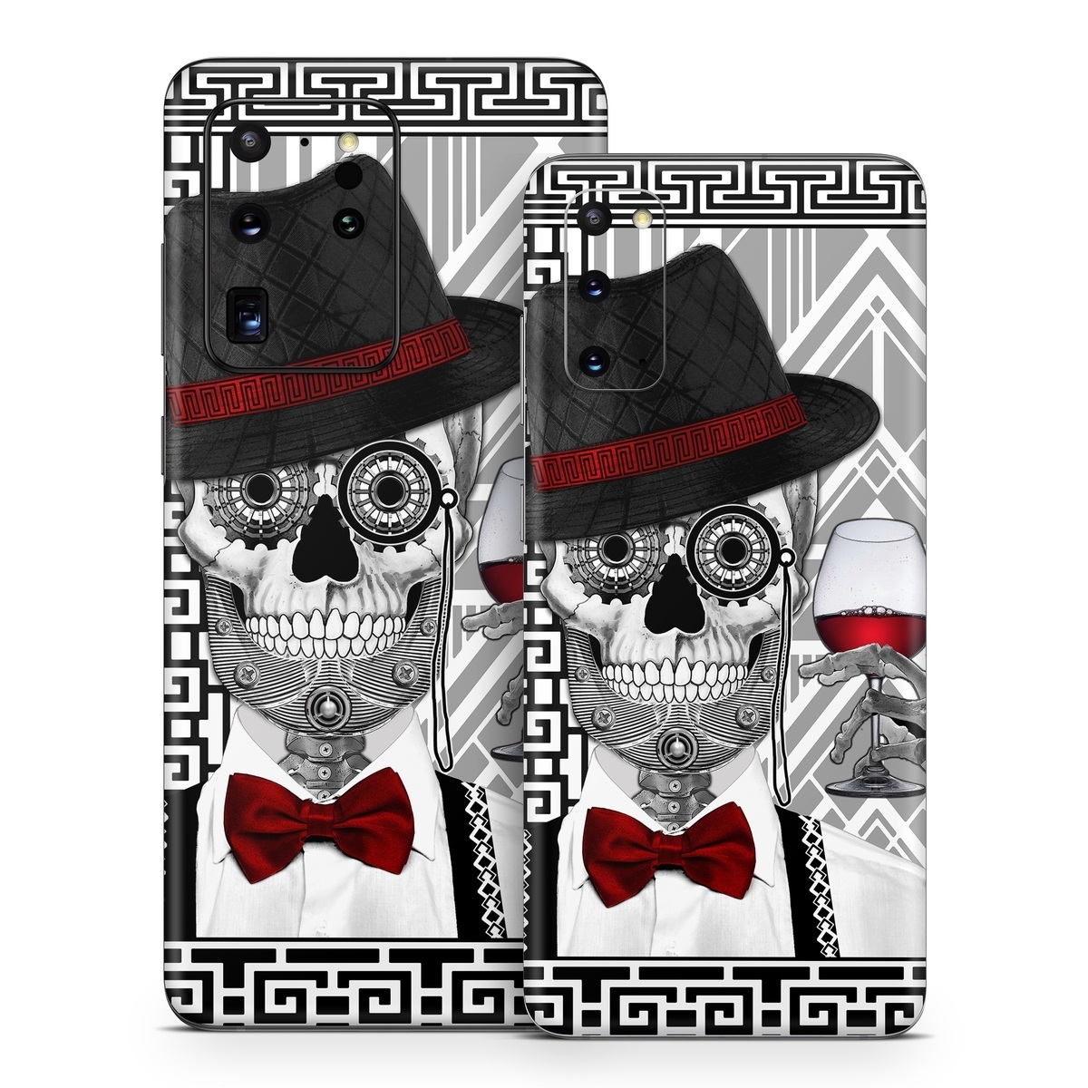 Samsung Galaxy S20 Series Skin design of Cartoon, Poster, Font, Illustration, Headgear, Games, Photo caption, Fictional character, Graphic design, Hat, with black, white, red colors