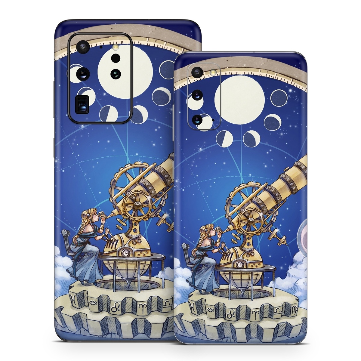 Samsung Galaxy S20 Series Skin design of Circle, World, Space, Vehicle, Satellite, Illustration, with white, blue, yellow, pink, gray colors