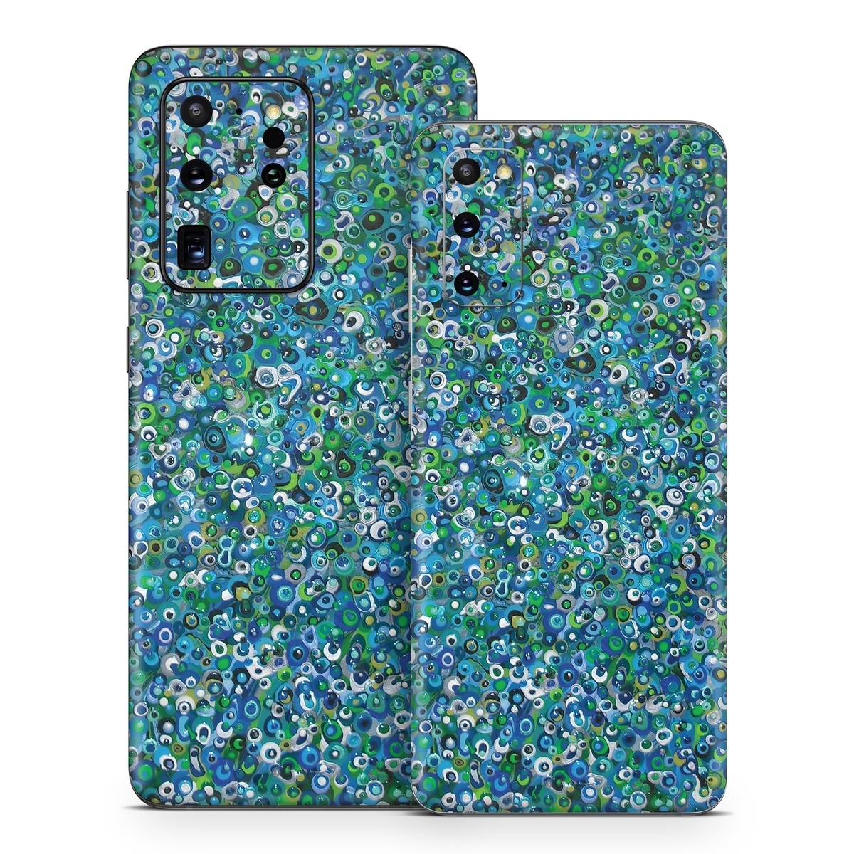 Samsung Galaxy S20 Series Skin design of Blue, Plant, Glitter, with blue, green, white colors