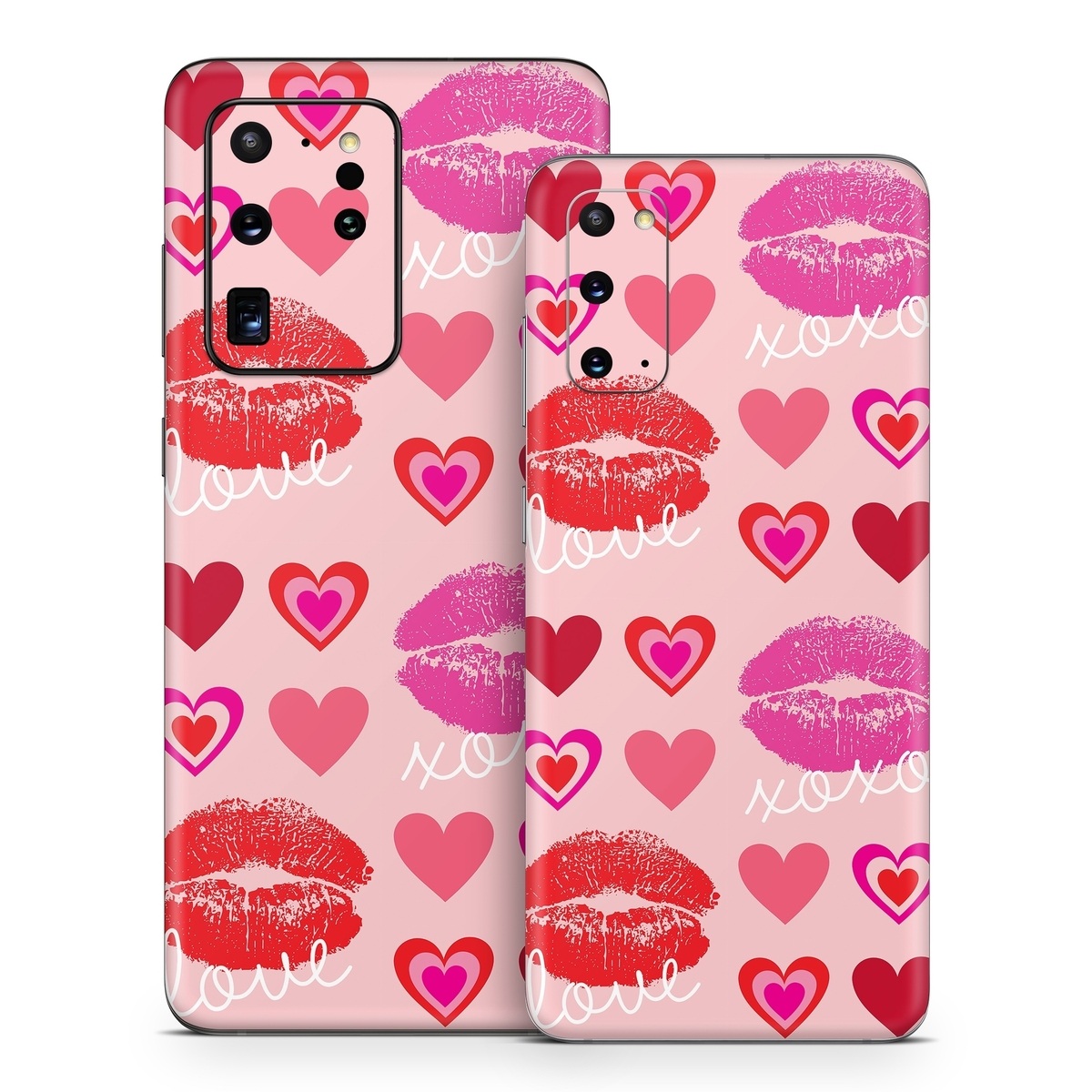 Samsung Galaxy S20 Series Skin design of Organ, Pink, Red, Font, Material property, Magenta, Heart, Pattern, Happy, Love, with pink, red, white colors