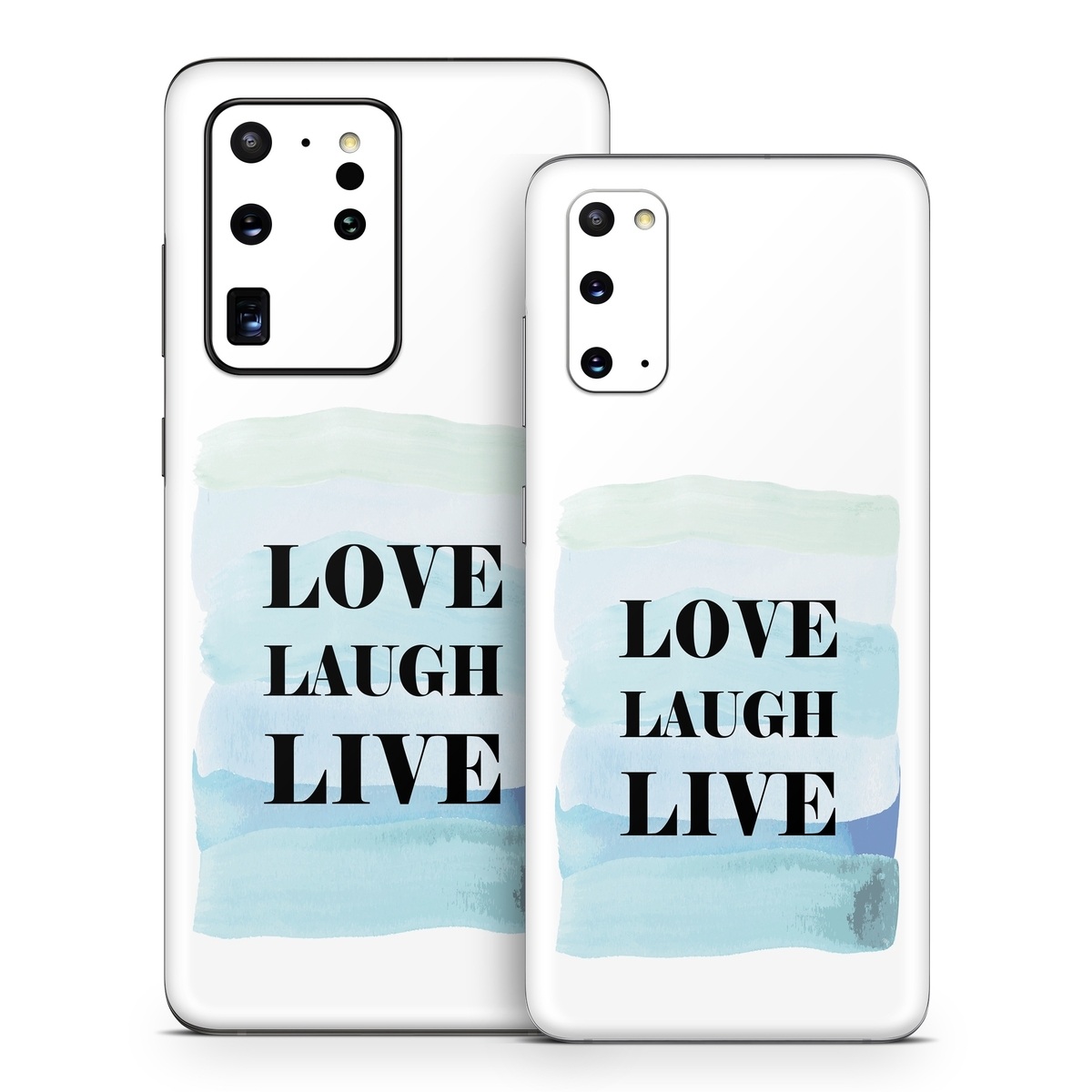 Samsung Galaxy S20 Series Skin design of Rectangle, Sleeve, Font, Linens, Pillow, Electric blue, Logo, Bedding, Facial hair, Brand, with white, black, blue, purple, green colors
