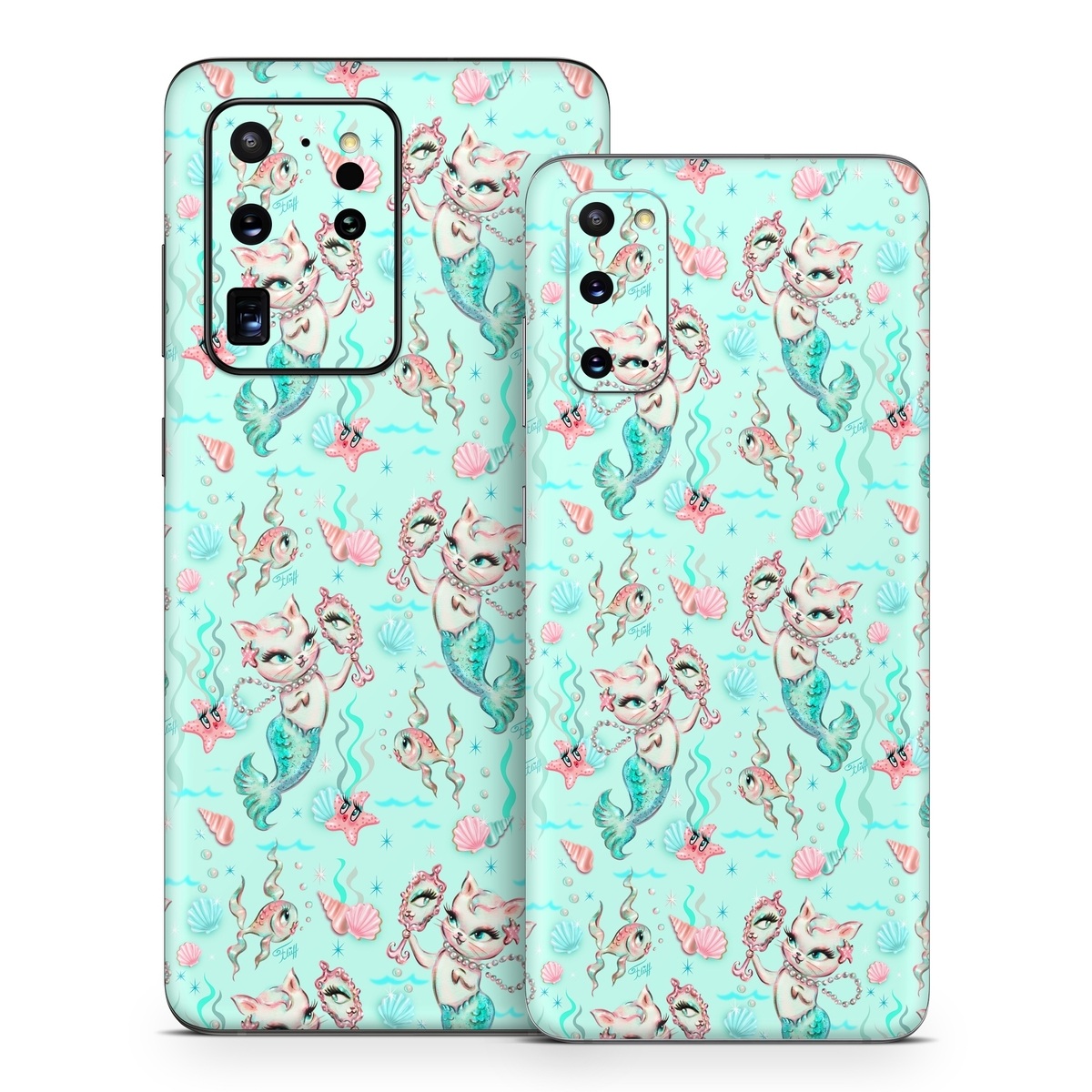 Samsung Galaxy S20 Series Skin design of Green, Aqua, Pattern, Teal, Turquoise, Pink, Textile, Wrapping paper, Design, with blue, pink, white, green colors