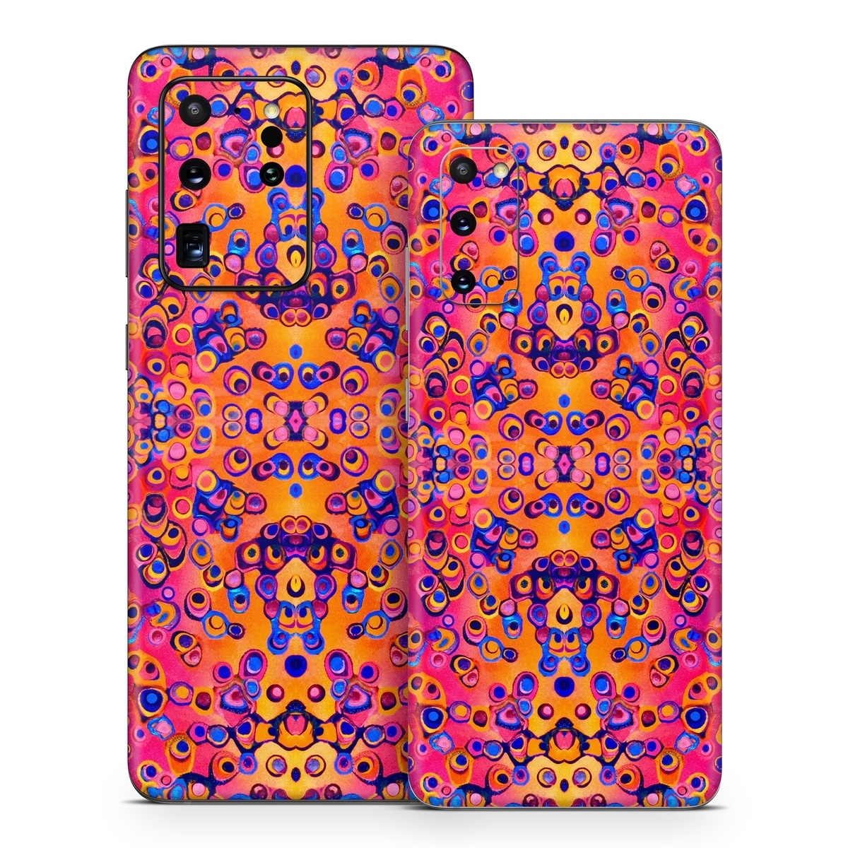 Samsung Galaxy S20 Series Skin design of Pattern, Psychedelic art, Symmetry, with orange, purple, blue, pink colors